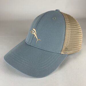 Tommy Bahama Mens Blue Beige Snapback Trucker Hat